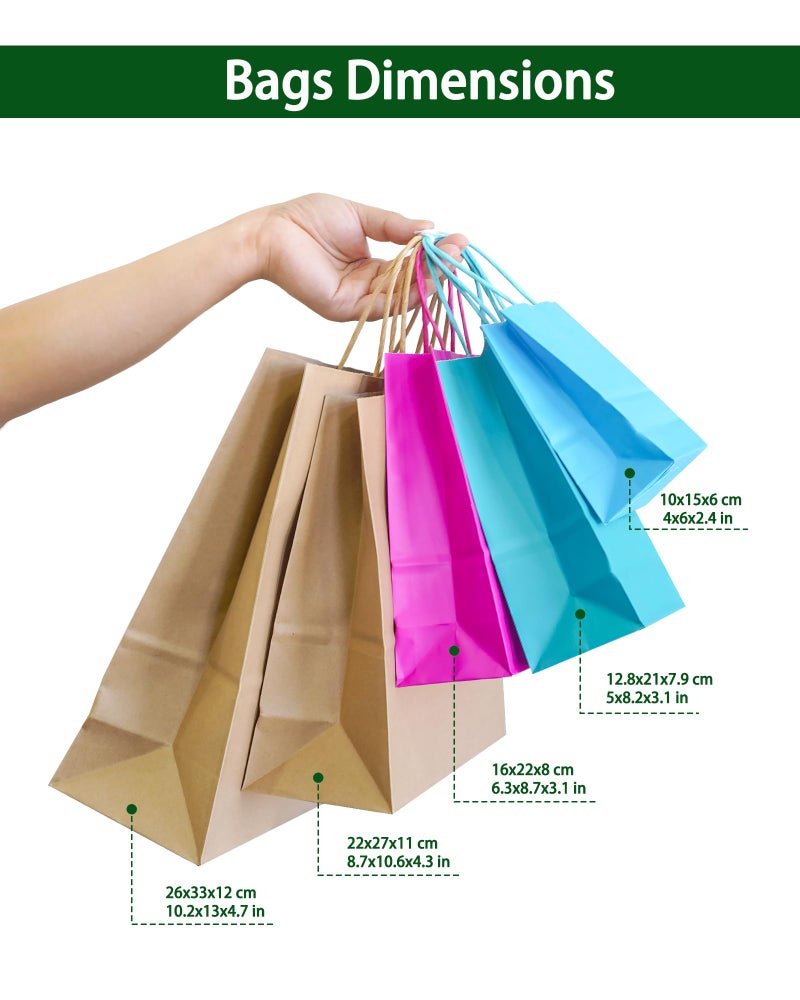 AZOWA Blue Gift Bags Small Blue Kraft Paper Bags With Handles for Party Favors (5 x 3.1 x 8.2 in, 12 CT) - Image 3